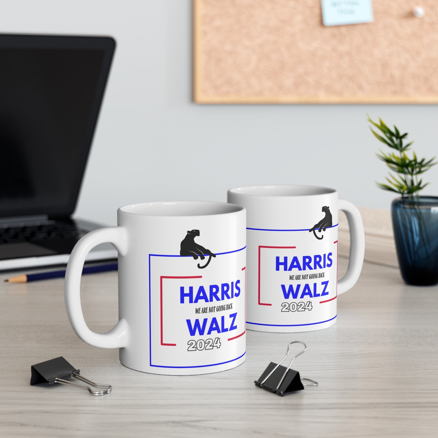 Coffee Mug - Kamala Harris and Tim Walz 2024 Presidential Election Campaign 11 oz with Big Cat Design