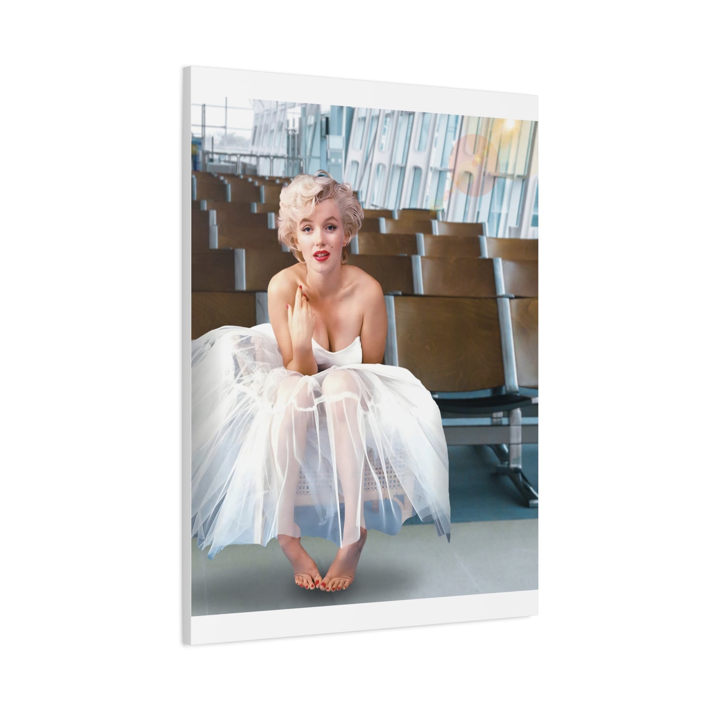 Marilyn Monroe Ballerina at an International Airport Terminal, Matte Canvas, Stretched (Kiss Hug Five)