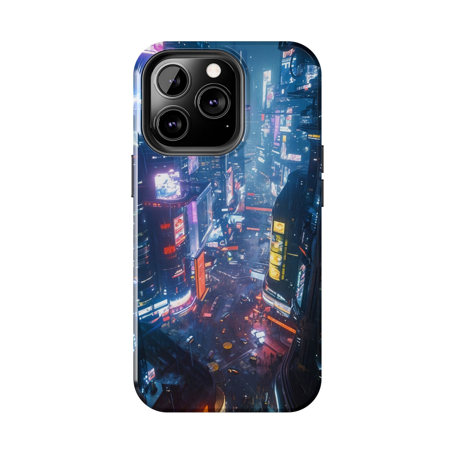 Cyberpunk Tall City, Dystopian Cyberpunk themed Phone Case with Lofi Aesthetic and Robotic Vaporwave Endless Landscape