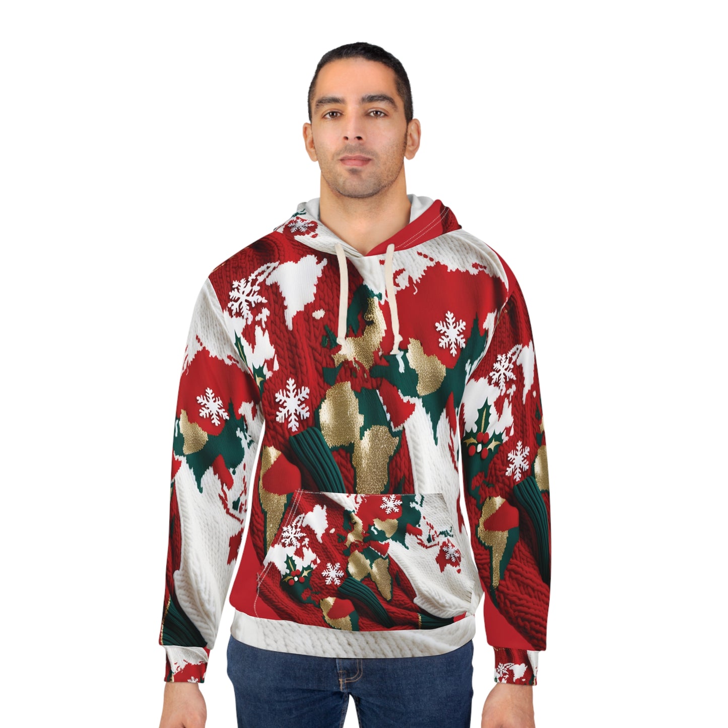 Pullover Hoodie Sweatshirt with Ugly Christmas Sweater Knitted Design #3