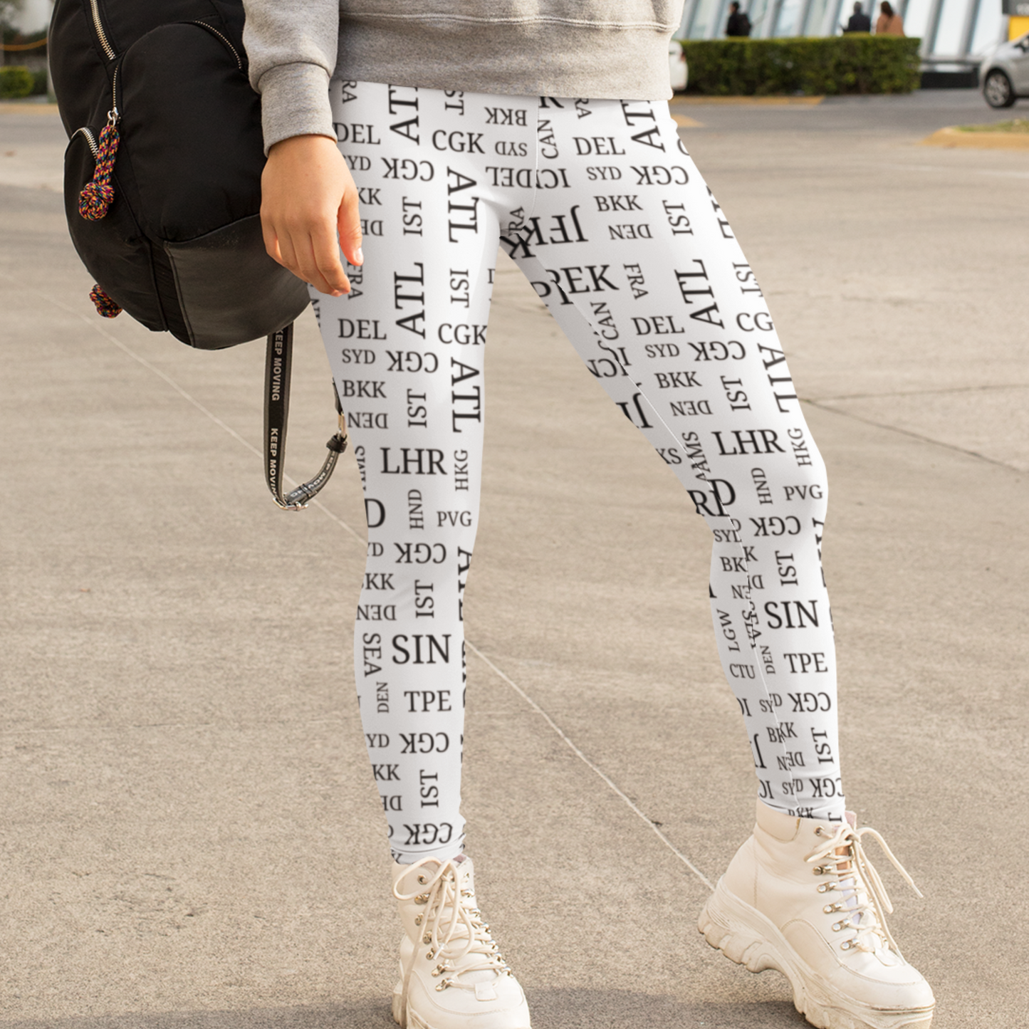 Airport Code Leggings for Travel Lovers (Black)