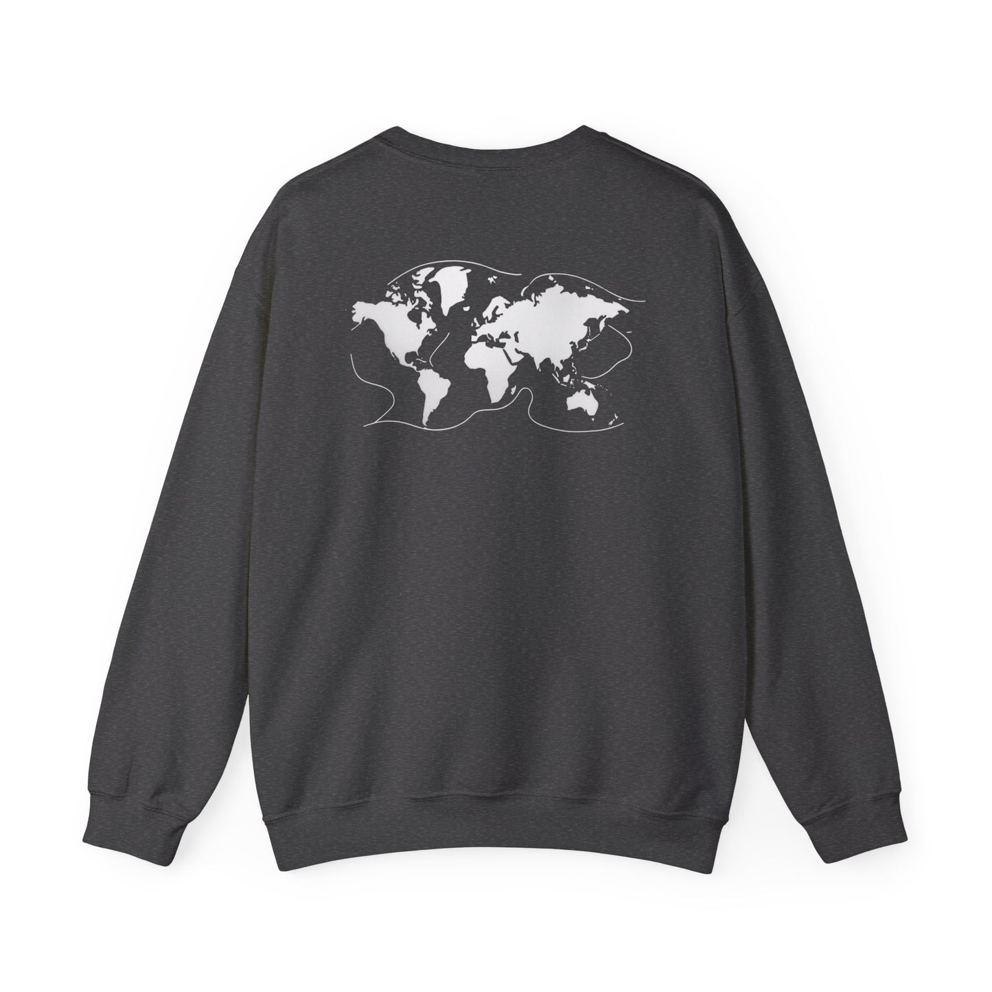 Crewneck World Map Sweatshirt- "I Get Around" Travel Lover, Front and Back Design