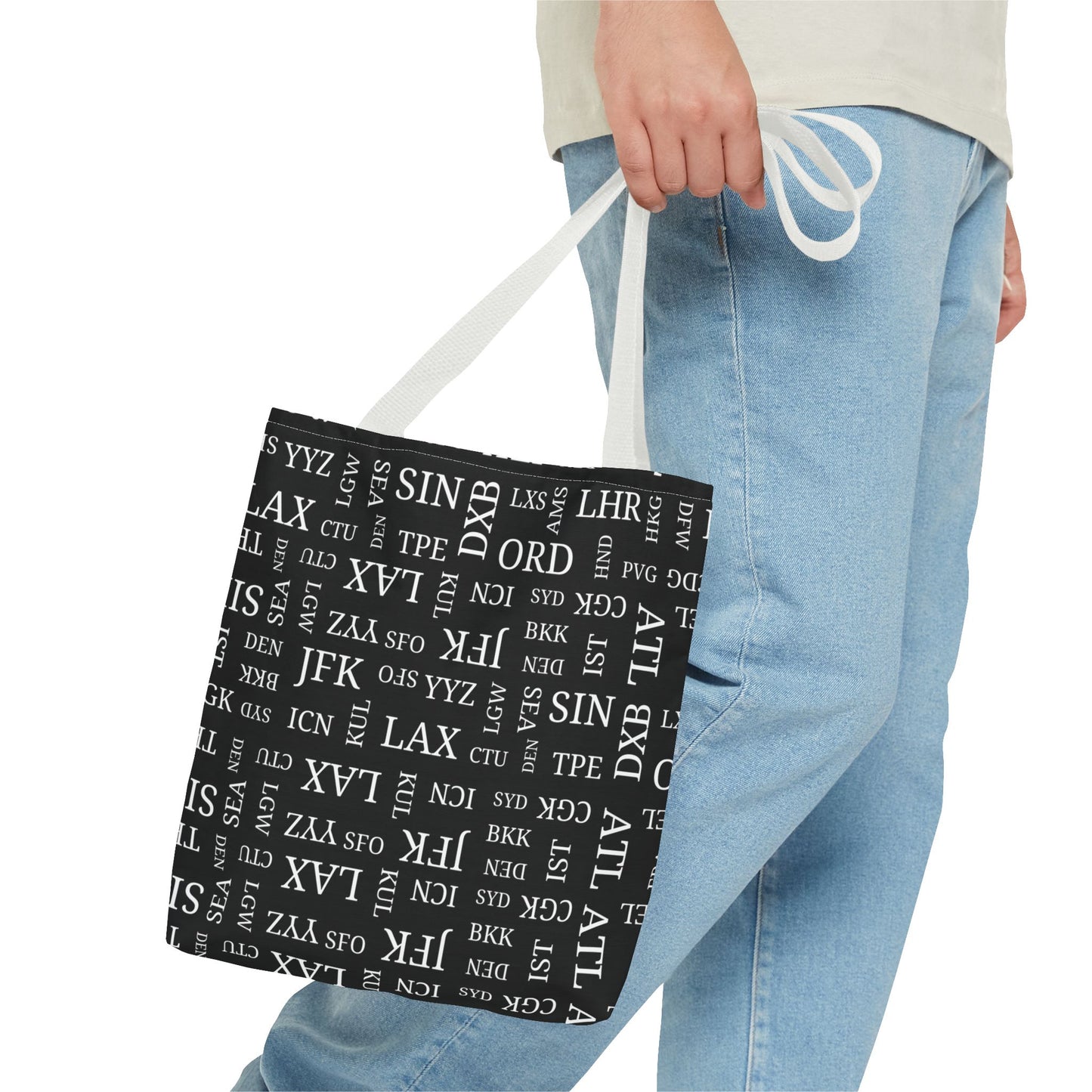 Black, Airport Code Designer Tote Bag Accessory for Travel Lovers