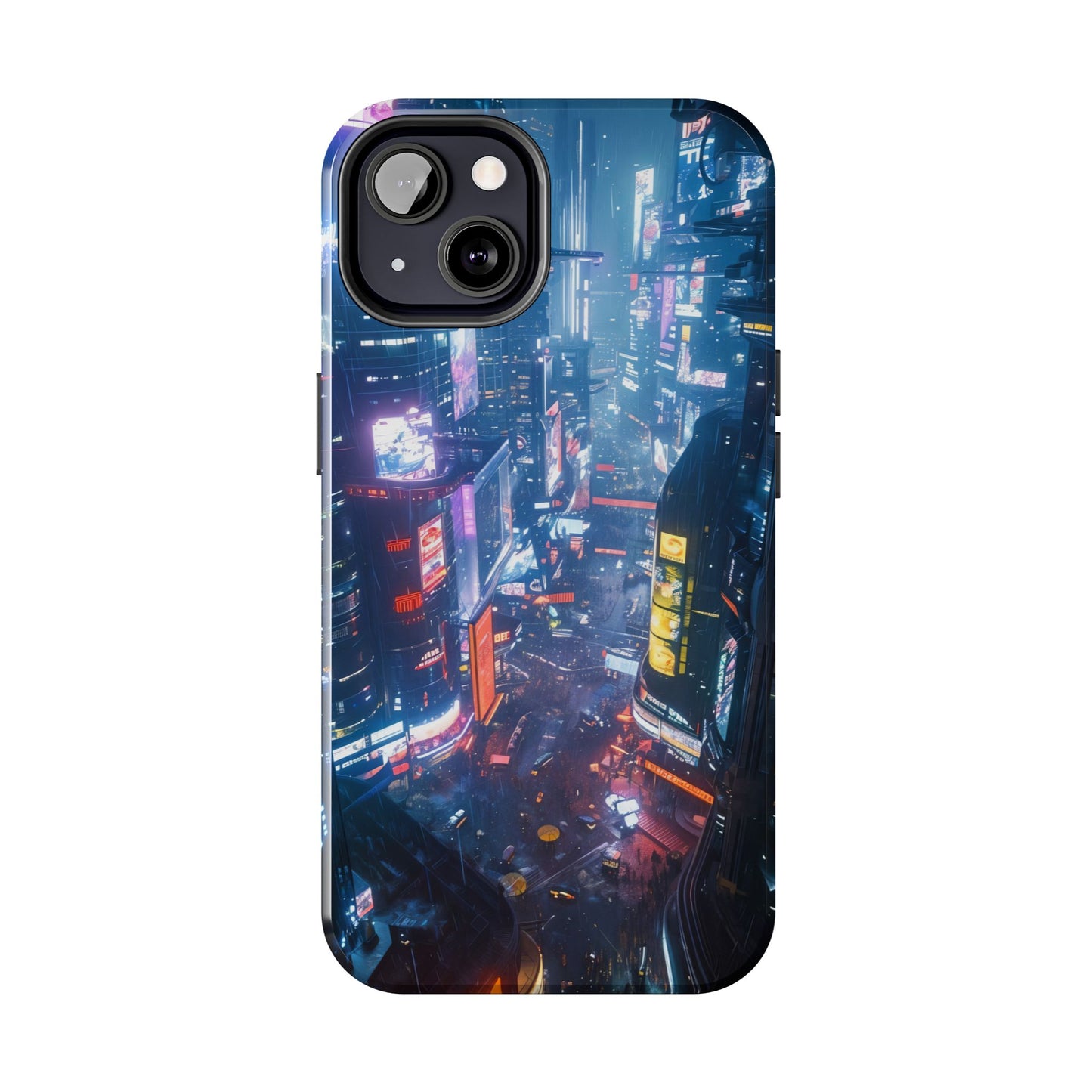 Cyberpunk Tall City, Dystopian Cyberpunk themed Phone Case with Lofi Aesthetic and Robotic Vaporwave Endless Landscape