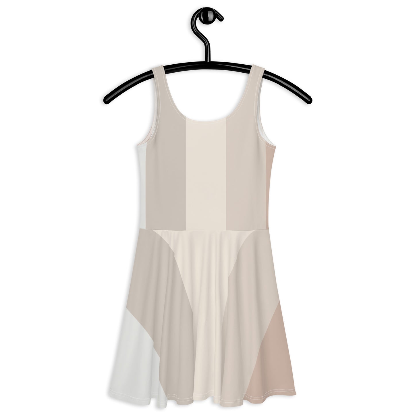 Minimalist Earth Tone Natural, Soft, Sleeveless Skater Dress, Flared Skirt