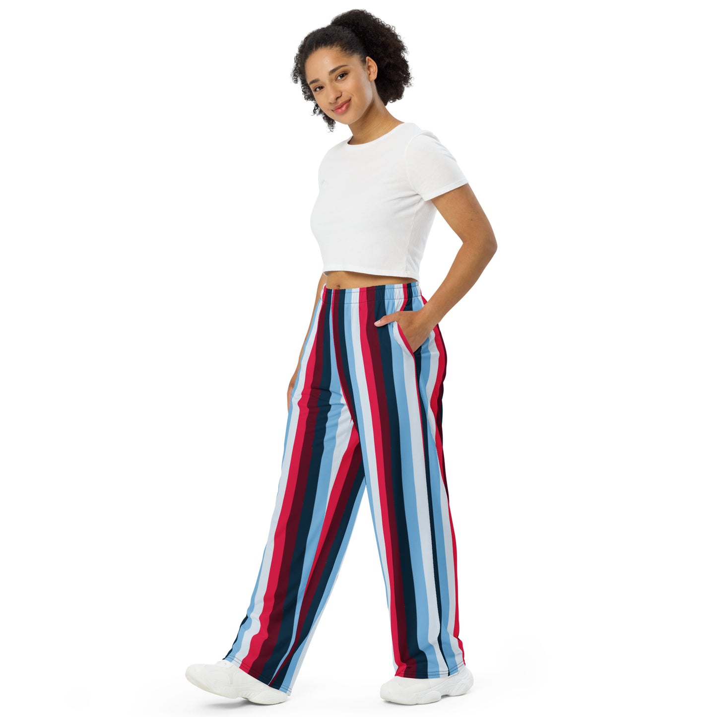 Wide-Leg Jogger Pants, Raspberry Treat Colors, Travel, Leisure and Lounge Wear