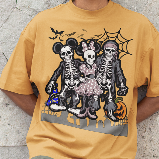 Minnie Mouse, Mickey Mouse, Jack Sparrow Halloween Skeleton Tshirt